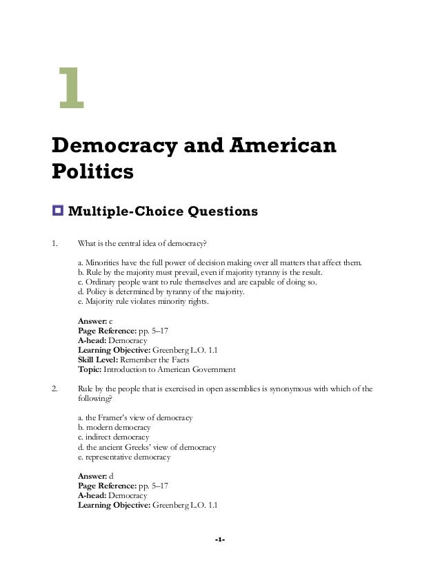 politics multiple choice questions and answers/ multiple choice questions on democracy